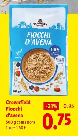 Lidl Crownfield Fiocchi d'avena offerta