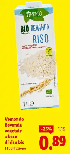 Lidl Vemondo Bevanda vegetale a base di riso bio offerta