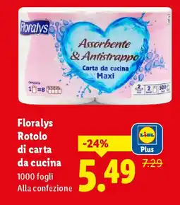 Lidl Floralys Rotolo di carta da cucina offerta
