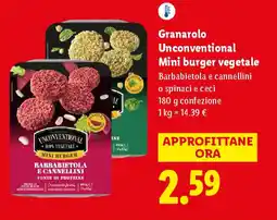 Lidl Granarolo Unconventional Mini burger vegetale offerta
