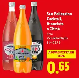 Lidl San Pellegrino Cocktail, Aranciata o Chinò offerta
