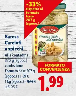 Lidl Baresa Carciofi a spicchi offerta