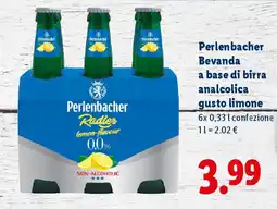 Lidl Perlenbacher Bevanda a base di birra analcolica gusto limone offerta