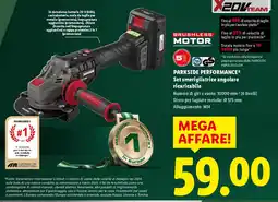 Lidl PARKSIDE PERFORMANCE Set smerigliatrice angolare ricaricabile offerta