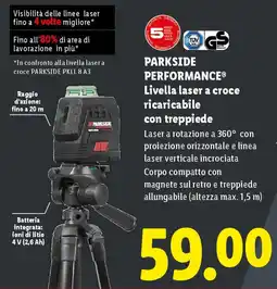 Lidl PARKSIDE PERFORMANCE Livella laser a croce ricaricabile con treppiede offerta