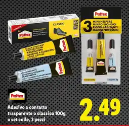 Lidl Pattex Adesivo a contatto trasparente o classico 100g o set colle, 3 pezzi offerta