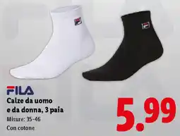 Lidl FILA Calze da uomo e da donna, 3 paia offerta