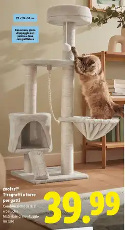 Lidl zoofari Tiragraffi a torre per gatti offerta
