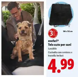 Lidl zoofari Telo auto per cani offerta