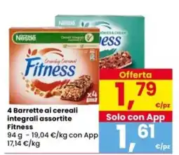 Interspar 4 Barrette ai cereali integrali assortite Fitness offerta