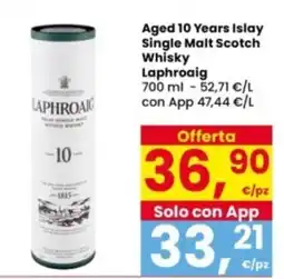 Interspar Aged 10 Years Islay Single Malt Scotch Whisky Laphroaig offerta