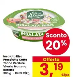 Interspar Insalata Riso Prosciutto Cotto Tonno Verdure Viva la Mamma Beretta offerta