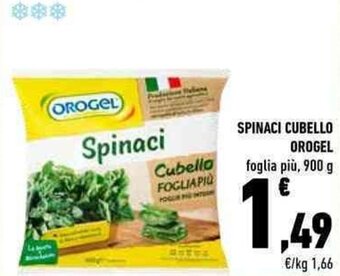 Conad Orogel Spinaci Cubello Foglia Piú 900 g offerta