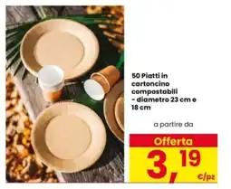 Interspar 50 Piatti in cartoncino compostabili - diametro 23 cm e 18 cm offerta