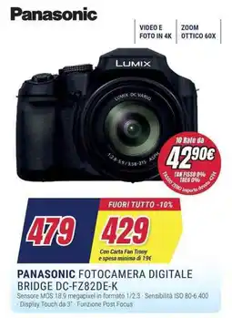 Trony PANASONIC FOTOCAMERA DIGITALE BRIDGE DC-FZ82DE-K offerta