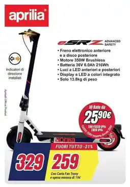 Trony aprilia eSRZ ADVANCED SAFETY offerta