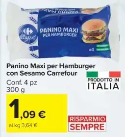 Carrefour Panino Maxi per Hamburger con Sesamo Carrefour offerta