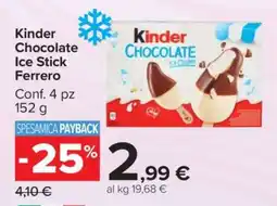 Carrefour Kinder Chocolate Ice Stick Ferrero offerta