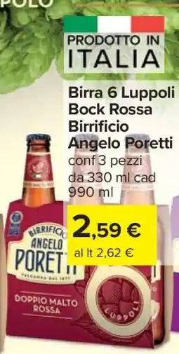 Carrefour Birra 6 Luppoli Bock Rossa Birrificio Angelo Poretti offerta