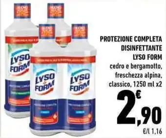Conad Lysoform Protezione Completa Disinfettante 1250ml x2 offerta