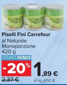 Carrefour Market Piselli Fini Carrefour offerta