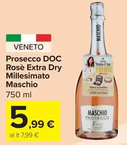 Carrefour Market Prosecco DOC Rosè Extra Dry Millesimato Maschio offerta