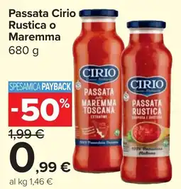 Carrefour Market Passata Cirio Rustica o Maremma offerta