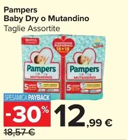 Carrefour Market Pampers Baby Dry o Mutandino offerta