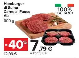 Carrefour Hamburger di Suino Carne al Fuoco Aia offerta