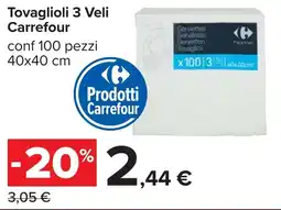 Carrefour Tovaglioli 3 Veli Carrefour offerta