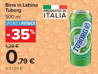 Carrefour Birra in Lattina Tuborg offerta