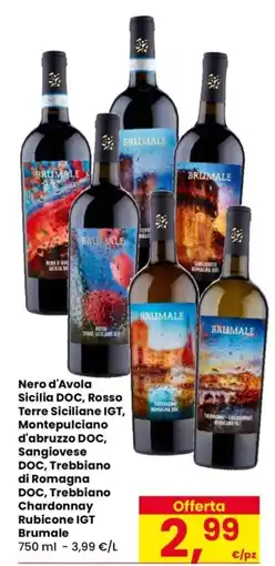 Despar Nero d'Avola Sicilia DOC, Rosso Terre Siciliane IGT, Montepulciano d'abruzzo DOC, Sangiovese DOC Brumale offerta
