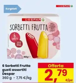 Despar 6 Sorbetti Frutta gusti assortiti Despar offerta