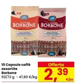 Despar 10 Capsule caffè assortite Borbone offerta