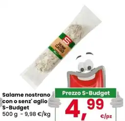 Despar Salame nostrano con o senz' aglio S-Budget offerta