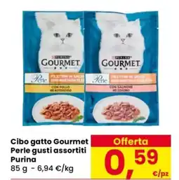 Despar Cibo gatto Gourmet Perle gusti assortiti Purina offerta