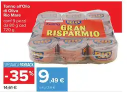 Carrefour Tonno all’Olio di Oliva Rio Mare offerta