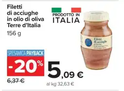 Carrefour Filetti di Acciughe in Olio di Oliva Terre d’Italia offerta