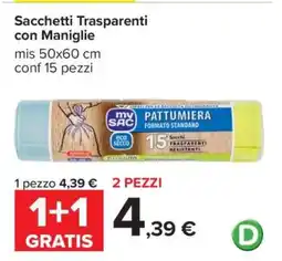 Carrefour Sacchetti Trasparenti con Maniglie offerta