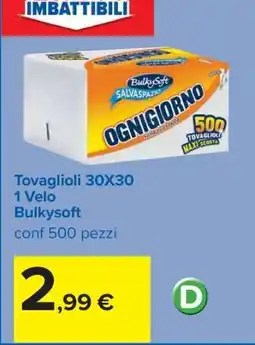 Carrefour Tovaglioli 30X30 1 Velo Bulkysoft offerta