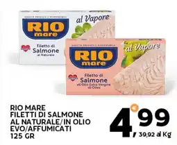 Extra Supermercati Rio mare filetti di salmone al naturale/in olio evo/affumicati offerta