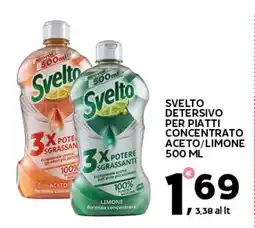 Extra Supermercati Svelto detersivo per piatti concentrato aceto/limone offerta