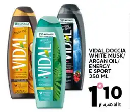 Extra Supermercati Vidal doccia white musk/ argan oil/ energy e sport offerta