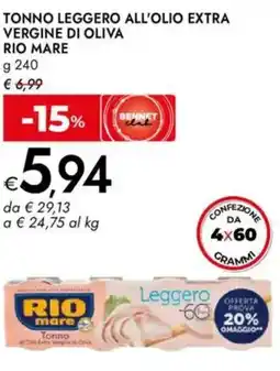 Bennet Tonno leggero all'olio extra vergine di oliva RIO MARE offerta