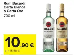 Carrefour Rum Bacardi Carta Blanca o Carta Oro offerta