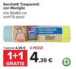 Carrefour Sacchetti Trasparenti con Maniglie offerta