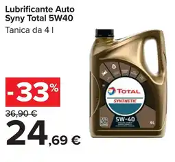Carrefour Lubrificante Auto Syny Total 5W40 offerta