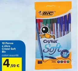 Carrefour 10 Penne a sfera Cristal Soft Bic offerta