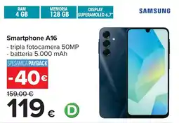 Carrefour SAMSUNG Smartphone A16 offerta