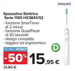 Carrefour PHILIPS Spazzolino Elettrico Serie 1100 HX3641/02 offerta